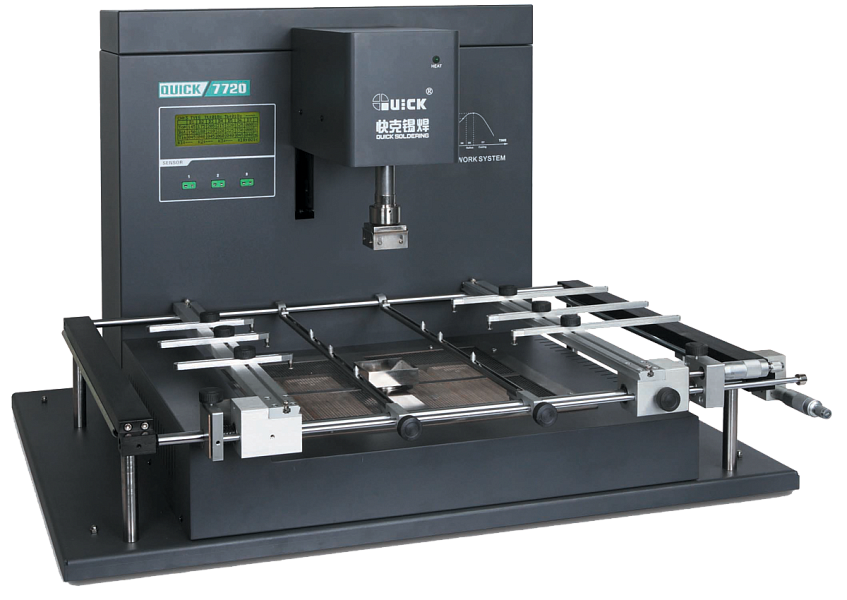 ИК паяльная станция предназначена для монтажа (демонтажа) BGA компонентов, в частности припоем без содержания свинца. Использование технологий ИК нагрева и пайки горячим воздухом. Паяльная станция BGA EA-A00 разработана как для производства, так и для ремонта электронных устройств с высокой плотностью монтажа элементов на печатной плате.