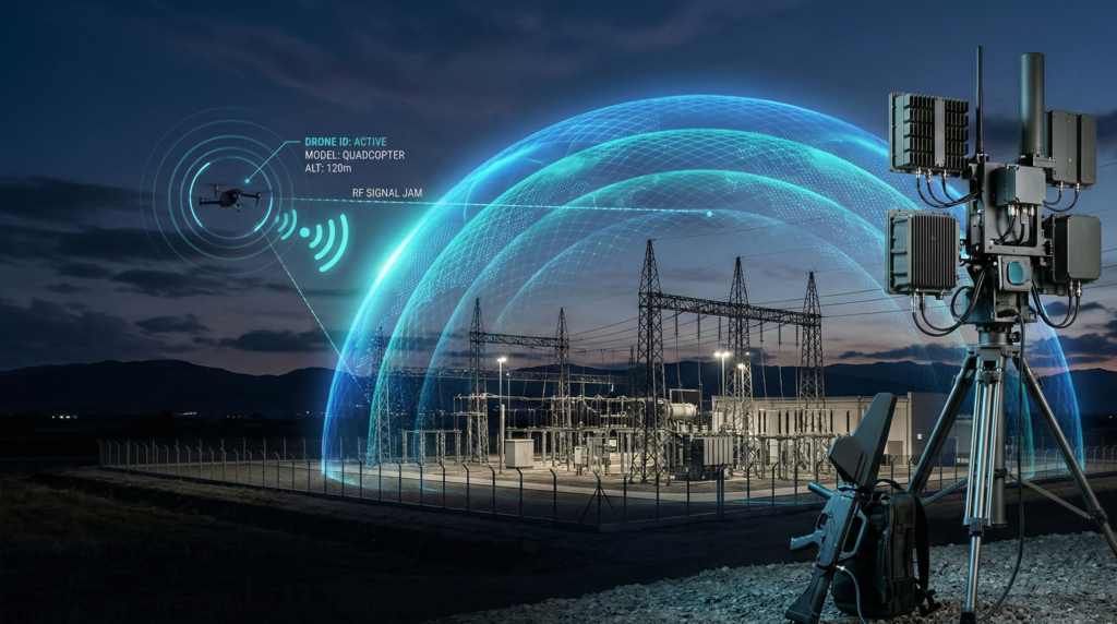 Охраняемый объект и купол защиты