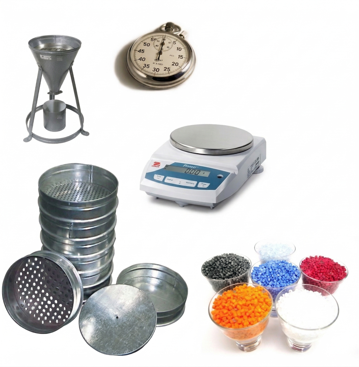 Типовой комплект учебного оборудования “Определение гранулометрического состава, сыпучести и насыпной плотности полуфабрикатов полимерных материалов”